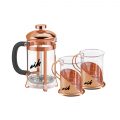M82 Set de Cafetera Francesa y Tazas Cobrizada