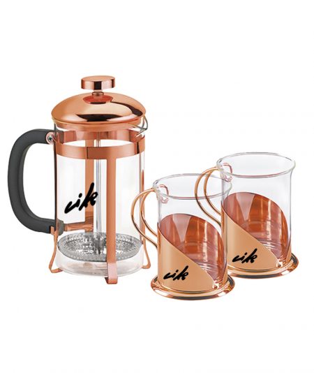 M82 Set de Cafetera Francesa y Tazas Cobrizada