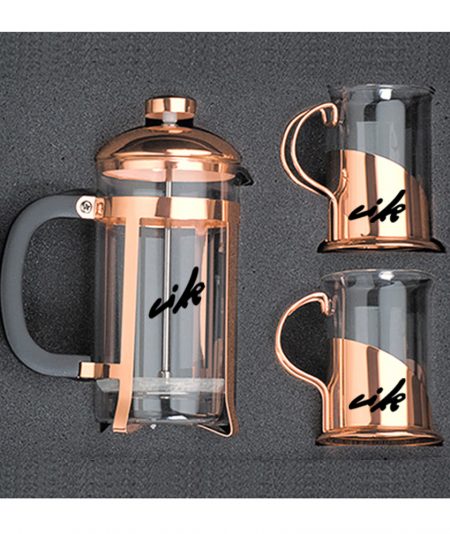 M82 Set de Cafetera Francesa y Tazas Cobrizada