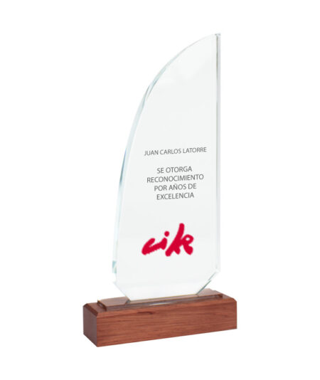 A85 Trofeo Galvano de Madera y Cristal Sail