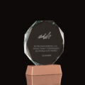 A98 Trofeo Galvano de Cristal RUNE con base cobrizada.